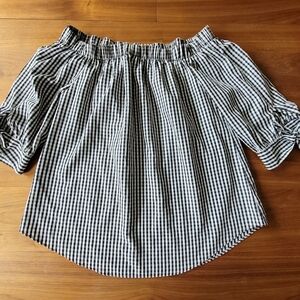 Iz Byer Monochrome Gingham Blouse Size M